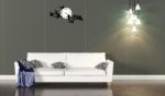 Living Room Interior With White Sofa And Dark Wall Stock Photo