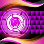 Purple Circles Background Shows Record Player And Music
 Stock Photo