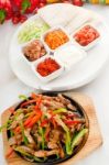 Original Fajita Sizzling Hot  On Iron Plate Stock Photo