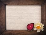 Wooden Frame With Canvas Texture Background Stock Photo