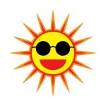 Sun Smile With Sunglasses On White Background Stock Photo