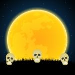 Halloween Skull Graveyard Moon Background Stock Photo