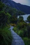 Cradle Mountain In Tasmania On A Cloudy Day Stock Photo