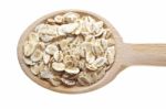 Oats On Wooden Spoon Stock Photo