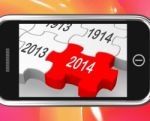 2014 On Smartphone Showing Forecasts Stock Photo