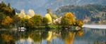 Scenic Autumn View Over Lago D'idro Italy Stock Photo