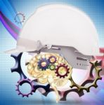 White Safety Helmet Cover Brain Gear Inside Stock Photo