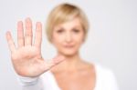 Closeup Woman Hand Showing Five Stock Photo