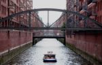 Sightseeing Boat In Hamburg Speicherstadt Stock Photo