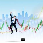 Businessman S Enjoys Success Deal On Stock Market Illustration Stock Photo