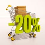 Shopping Cart And Percentage Sign, 20 Percent Stock Photo