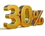 3d Gold 30 Thirty Percent Discount Sign Stock Photo