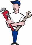 Handyman Spanner Monkey Wrench Cartoon Stock Photo