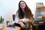 Beautiful Young Woman Drinking Coffee In Cafe Shop Stock Photo