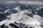 View From Sass Pordoi In The Upper Part Of Val Di Fassa Stock Photo