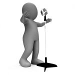 Singer Shows Music Or Karaoke Microphone Concert Stock Photo