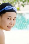 Woman In Swimming Pool Stock Photo