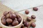 Chestnuts Roasted In Bowl Stock Photo