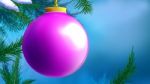 Lilac Christmas Ball Over Blue Background Stock Photo