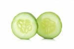 Slice Cucumber Isolated On The White Background Stock Photo