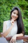 Portrait Of Thai Teen Beautiful Girl Happy And Relax Stock Photo