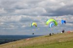 Devils Dyke, Brighton/sussex - July 22 : Paragliding At Devil's Stock Photo