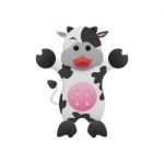 Cute Milk Cow Is Animal Cartoon In Farm Of Paper Cut Stock Photo