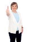 Old Lady Showing Thumbs Up Stock Photo