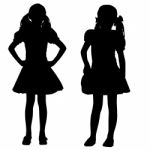 Silhouettes Of Kids Stock Photo