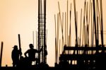 Construction Worker Silhouette Stock Photo