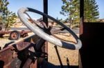 Steering Wheel On An Old Truck At Bryce In Utah Stock Photo