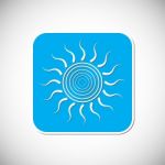 Sun Icon. Blue Square Frame.  Illustration Stock Photo