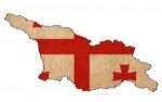 Georgia Map On Georgia Flag Drawing ,grunge And Retro Flag Serie Stock Photo