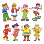 Set Of Happy Cartoon Kids Stock Photo