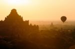 Sunrise Over Temples Of Bagan In Myanmar Stock Photo