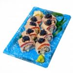 Take Away Sushi Express On Plastic Tray Stock Photo