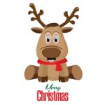 Merry Christmas And Reindeer Isolated On White Background Stock Photo