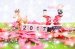 Merry Christmas And Happy New Year Background  And Number 2017 Text Stock Photo