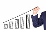 Drawing Graph Growing On Bar Column Stock Photo