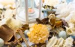 Dried Flowers With Lamp And Candle Stock Photo