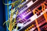 Fiber Optic With Servers In A Technology Data Center Stock Photo