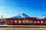 Fuji Express Service Train Is Parking At Kawaguchiko Station In Kawaguchiko, Japan Stock Photo