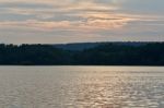 Beautiful Isolated Photo With The Lake And The Forest On The Sunset Stock Photo