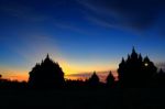 Silhouette Of Plaosan Temple Stock Photo