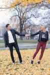 Young Couple In Park Stock Photo