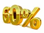 3d Gold 60 Sixty Percent Discount Sign Stock Photo