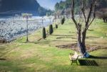 Panoramic View Of Beautiful Mountain Landscape Small Village  Stock Photo