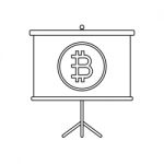 Cryptocurrency Bitcoin On Presentation Board Thin Line Flat Desi Stock Photo