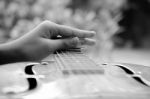 Expert Musician Plays A Dobro Guitar Stock Photo