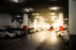 Abstract Blur Parking Car Indoor For Background Stock Photo